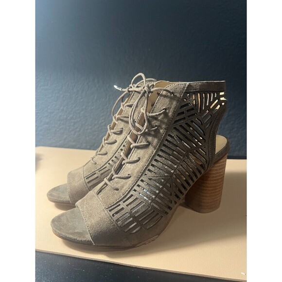 Sam Edelman Rocco Bootie Sandals Womens Size 8.5 Brown Suede Cage Cutout Lace Up - Picture 1 of 10